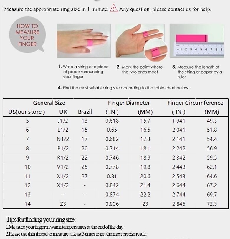 Ring size chart