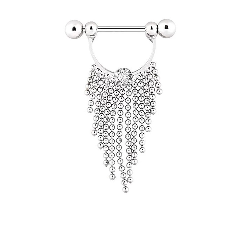 Σκουλαρίκι ρώγας με κρόσσια και διαμάντι