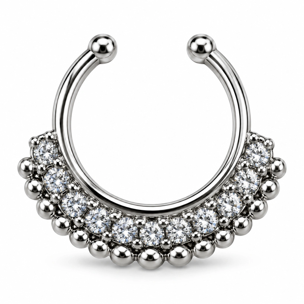 Fake septum με ζιργκόν και μεταλλικές μπίλιες 10 mm — SKU 324 Fake septum με ζιργκόν και μεταλλικές μπίλιες 10 mm — SKU 324